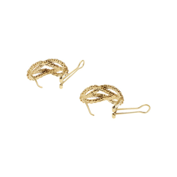 Aretes boleados en oro amarillo 14 kilates.