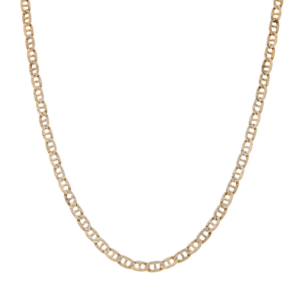 Collar eslabón nudo marino platinado en oro amarillo 14 kilates.