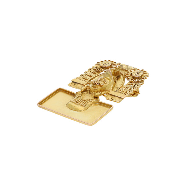 Dije diseño especial motivo prehispánico en oro amarillo 14 kilates.