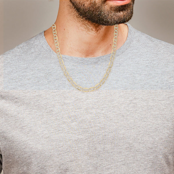 Collar eslabón nudo marino patinado en oro amarillo 14 kilates