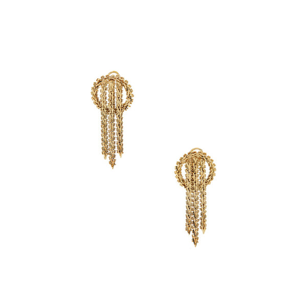 Aretes boleados en oro amarillo 14 kilates.