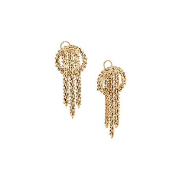 Aretes boleados con aplicaciones en oro amarillo 14 kilates.
