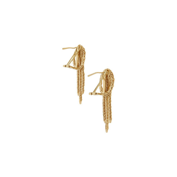 Aretes boleados con aplicaciones en oro amarillo 14 kilates.