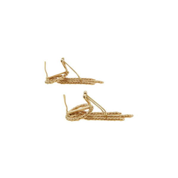 Aretes boleados con aplicaciones en oro amarillo 14 kilates.