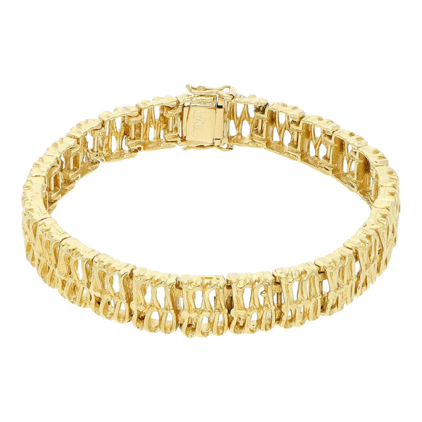 Pulsera eslabón calado en oro amarillo 18 kilates.