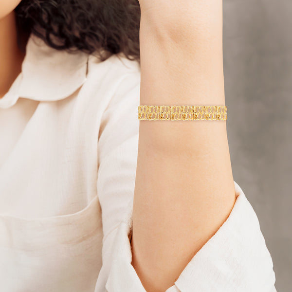 Pulsera eslabón calado en oro amarillo 18 kilates.