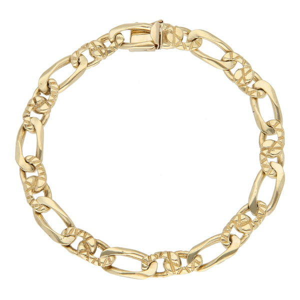 Pulsera eslabón encontrado en oro amarillo 14 kilates.
