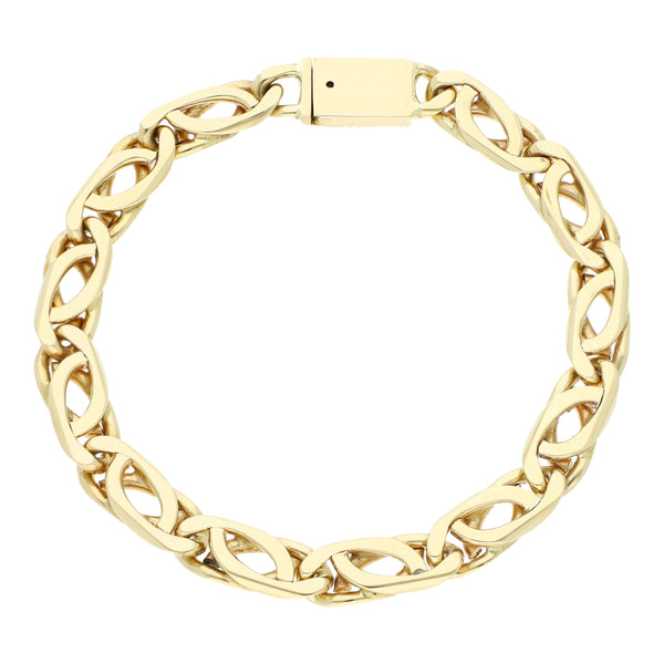 Pulsera eslabón nudo egipcio en oro amarillo 14 kilates.