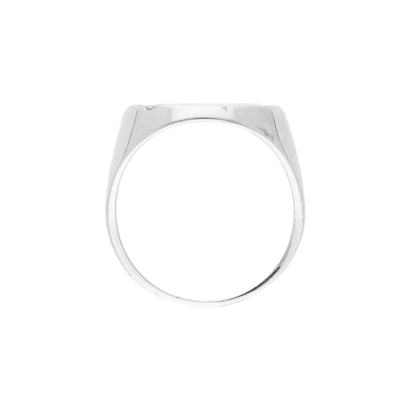 Anillo diseño especial con diamante en oro blanco 14 kilates.
