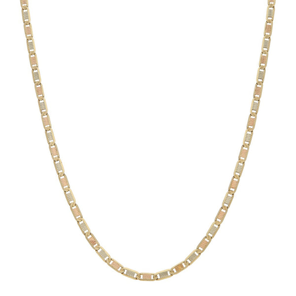 Collar eslabón nudo marino en oro tres tonos 14 kilates.