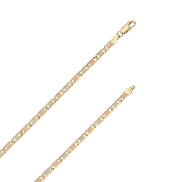 Collar eslabón nudo marino en oro tres tonos 14 kilates.