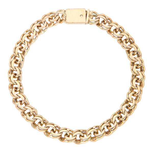 Pulsera eslabón encontrado doble en oro amarillo 14 kilates.