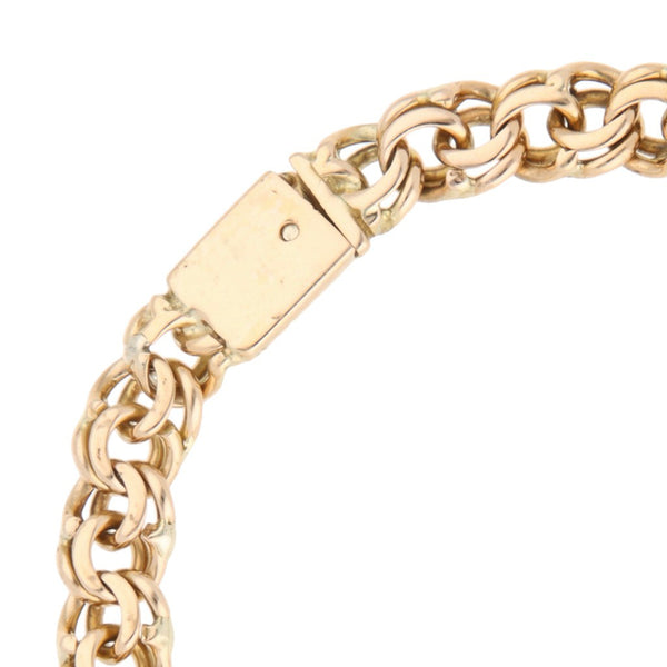 Pulsera eslabón encontrado doble en oro amarillo 14 kilates.