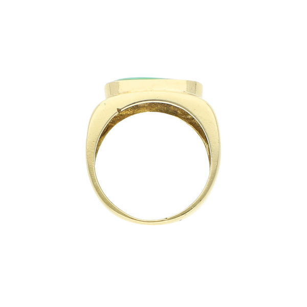 Anillo diseño especial con sintético en oro amarillo 18 kilates.