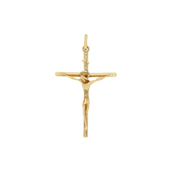Crucifijo liso en oro amarillo 18 kilates.