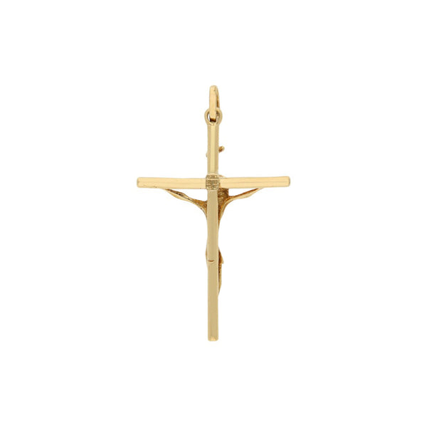 Crucifijo liso en oro amarillo 18 kilates.