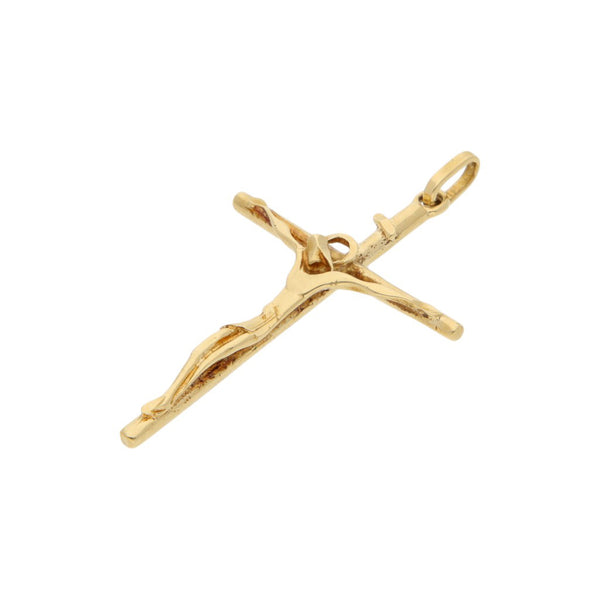 Crucifijo liso en oro amarillo 18 kilates.