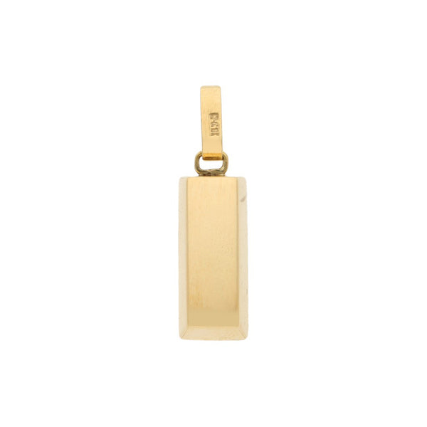 Dije hueco motivo lingote en oro amarillo 18 kilates.