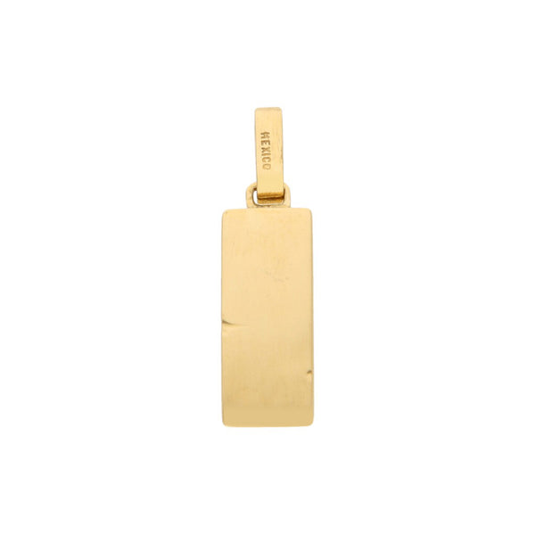 Dije hueco motivo lingote en oro amarillo 18 kilates.
