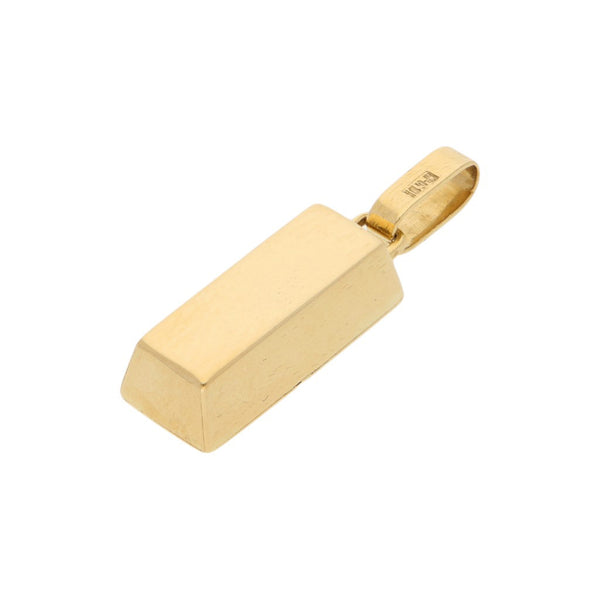Dije hueco motivo lingote en oro amarillo 18 kilates.