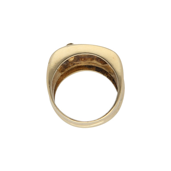 Anillo diseño especial motivo elefante con diamante en oro amarillo 14 kilates.