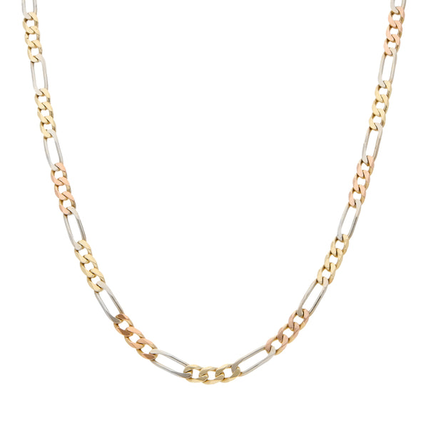 Collar de tres eslabones por uno en oro amarillo 14 kilates.