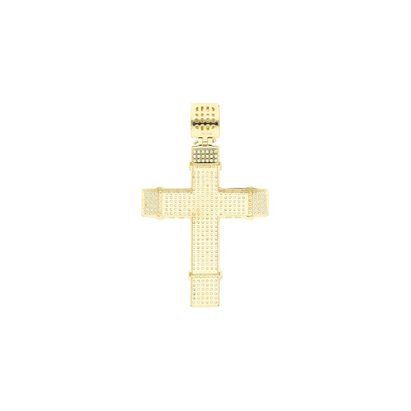 Cruz diseño especial con sintéticos en oro amarillo 14 kilates.