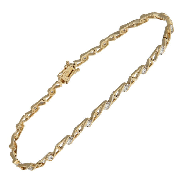 Pulsera eslabón articulado con sintéticos en oro amarillo 14 kilates.