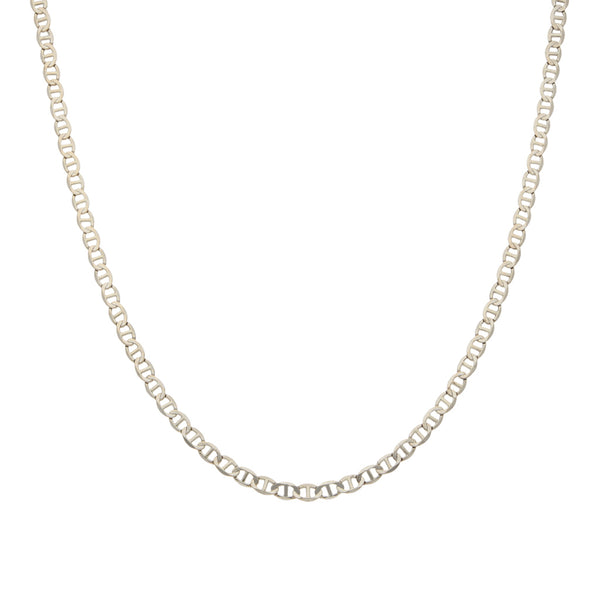 Collar eslabón nudo marino en oro blanco 14 kilates.