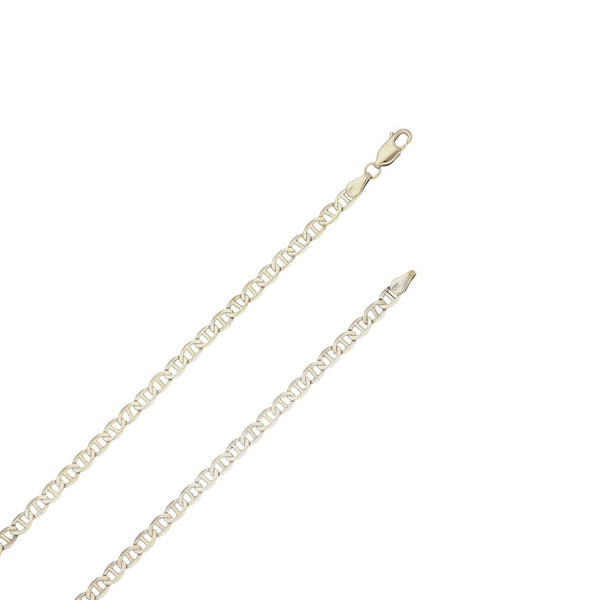 Collar eslabón nudo marino en oro blanco 14 kilates.
