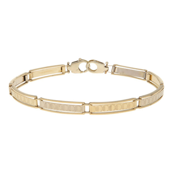 Pulsera eslabón articulado en oro dos tonos 14 kilates.