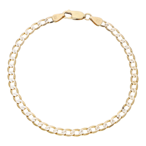 Pulsera eslabón encontrado platinado en oro amarillo 14 kilates.