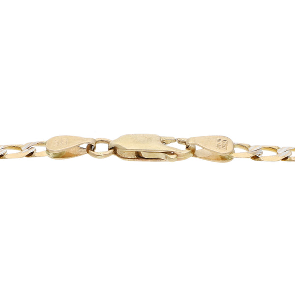 Pulsera eslabón encontrado platinado en oro amarillo 14 kilates.