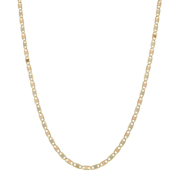 Collar eslabón nudo marino en oro tres tonos 14 kilates.