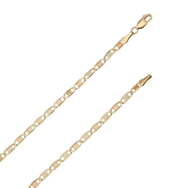 Collar eslabón nudo marino en oro tres tonos 14 kilates.