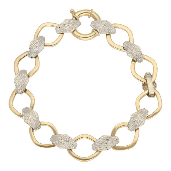Pulsera eslabón combinado en oro dos tonos 14 kilates