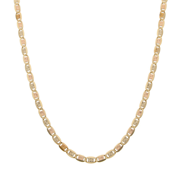 Collar eslabón nudo marino en oro tres tonos 14 kilates.