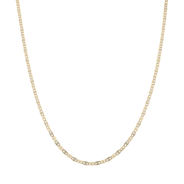 Collar eslabón nudo marino platinado en oro amarillo 14 kilates.