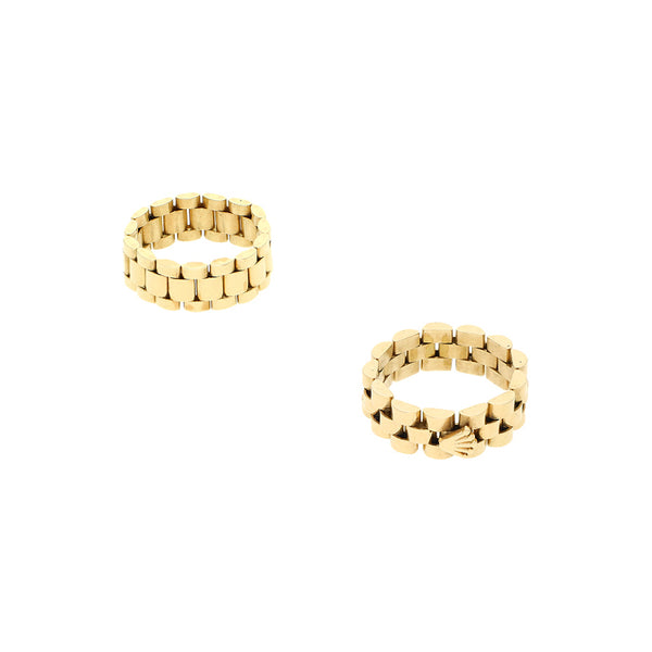 Dos argollas articuladas en oro amarillo 14 kilates.