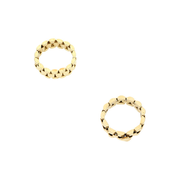 Dos argollas articuladas en oro amarillo 14 kilates.