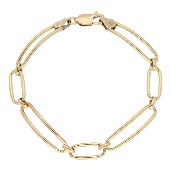 Pulsera eslabón combinado en oro amarillo 14 kilates.