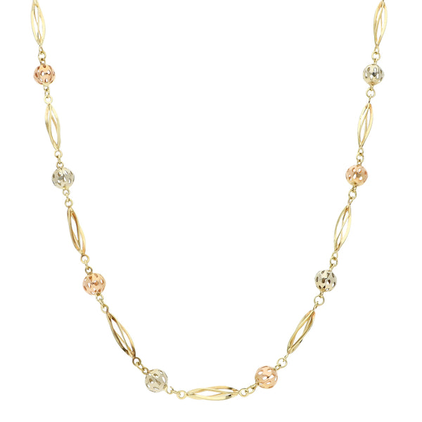 Collar eslabón combinado en oro tres tonos 14 kilates.