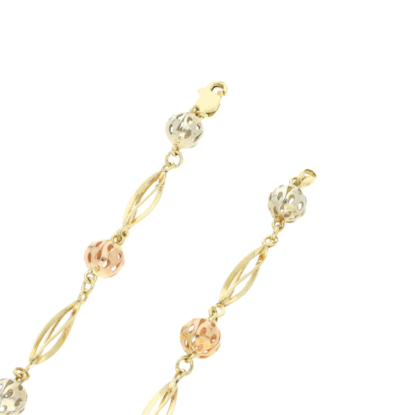 Collar eslabón combinado en oro tres tonos 14 kilates.