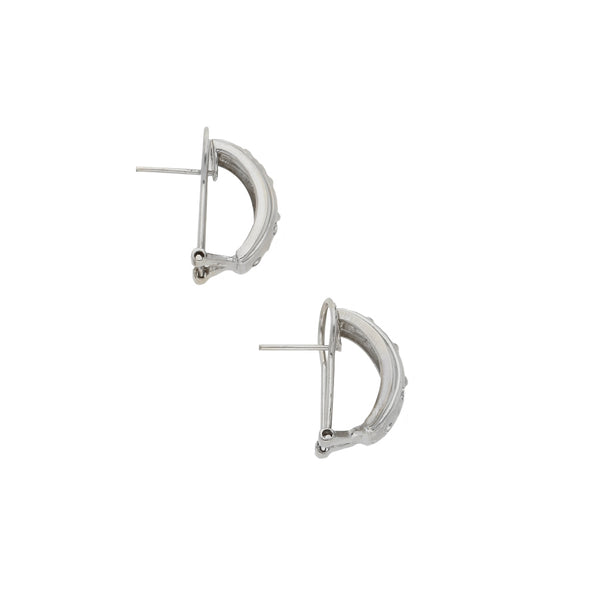 Aretes diseño especial con circonias en oro blanco 14 kilates.