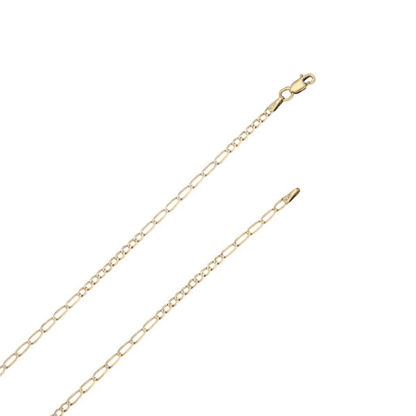 Collar de diez eslabones por siete y crucifijo diseño especial con circonias en oro amarillo 14 kilates.