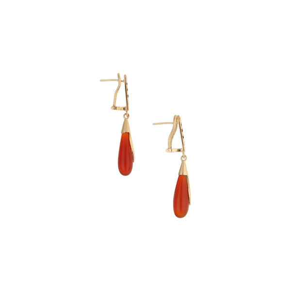 Aretes diseño especial con sintéticos en oro amarillo 14 kilates.