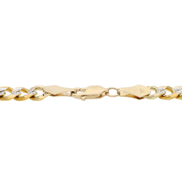 Pulsera de tres eslabones por uno platinados en oro amarillo 14 kilates.