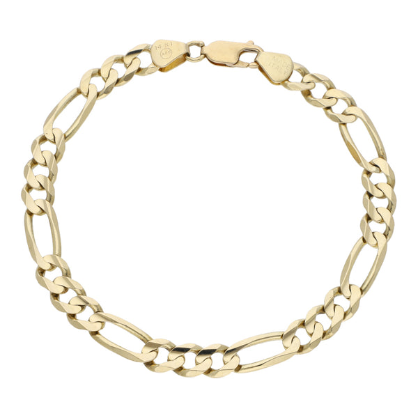 Pulsera de tres eslabones por uno en oro amarillo 14 kilates.