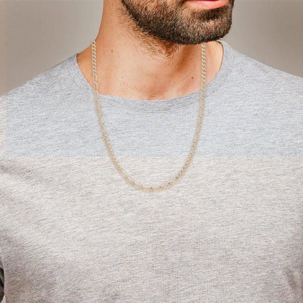 Collar eslabón combinado platinado en oro amarillo 14 kilates.