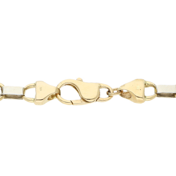 Pulsera eslabón nudo marino con diamantes en oro dos tonos 14 kilates.